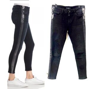 DL1961 Midnight Tuxedo Stripe Florence Instasculpt Crop Skinny Jeans in Otis